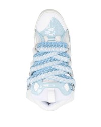 weiße und blaue Leder niedrige Sneakers von Lanvin