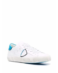 weiße und blaue Leder niedrige Sneakers von Philippe Model Paris