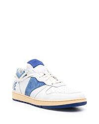 weiße und blaue Leder niedrige Sneakers von Rhude