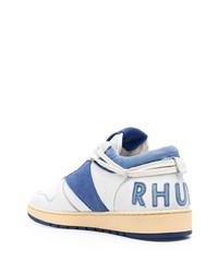 weiße und blaue Leder niedrige Sneakers von Rhude