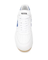 weiße und blaue Leder niedrige Sneakers von MSGM