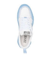 weiße und blaue Leder niedrige Sneakers von VERSACE JEANS COUTURE