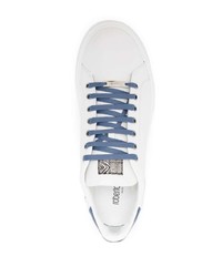 weiße und blaue Leder niedrige Sneakers von Roberto Cavalli