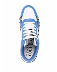 weiße und blaue Leder niedrige Sneakers von VERSACE JEANS COUTURE