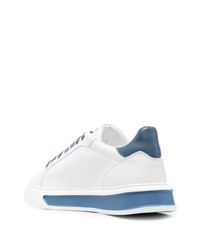 weiße und blaue Leder niedrige Sneakers von Roberto Cavalli