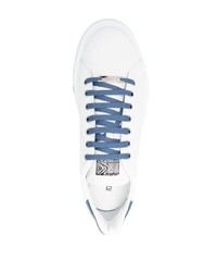 weiße und blaue Leder niedrige Sneakers von Roberto Cavalli