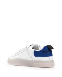 weiße und blaue Leder niedrige Sneakers von Diesel