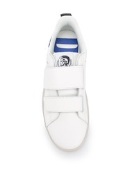 weiße und blaue Leder niedrige Sneakers von Diesel