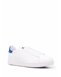 weiße und blaue Leder niedrige Sneakers von Ea7 Emporio Armani