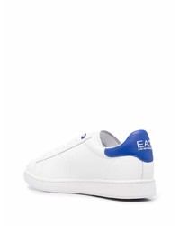 weiße und blaue Leder niedrige Sneakers von Ea7 Emporio Armani