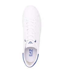 weiße und blaue Leder niedrige Sneakers von Ea7 Emporio Armani