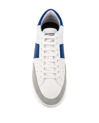 weiße und blaue Leder niedrige Sneakers von Sandro Paris