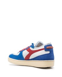 weiße und blaue Leder niedrige Sneakers von Diadora