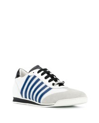 weiße und blaue Leder niedrige Sneakers von DSQUARED2