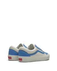 weiße und blaue Leder niedrige Sneakers von Vans