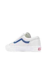 weiße und blaue Leder niedrige Sneakers von Vans