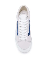 weiße und blaue Leder niedrige Sneakers von Vans