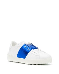 weiße und blaue Leder niedrige Sneakers von Valentino Garavani