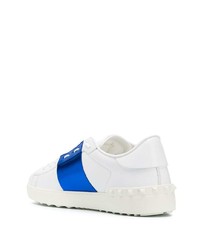 weiße und blaue Leder niedrige Sneakers von Valentino Garavani