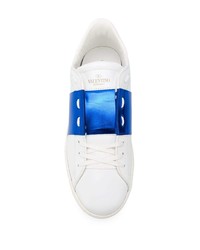 weiße und blaue Leder niedrige Sneakers von Valentino Garavani