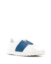 weiße und blaue Leder niedrige Sneakers von Valentino Garavani