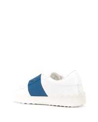 weiße und blaue Leder niedrige Sneakers von Valentino Garavani