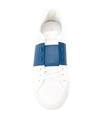 weiße und blaue Leder niedrige Sneakers von Valentino Garavani