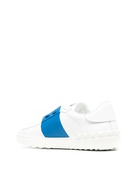 weiße und blaue Leder niedrige Sneakers von Valentino Garavani