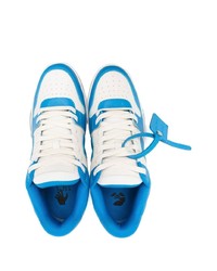 weiße und blaue Leder niedrige Sneakers von Off-White