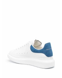 weiße und blaue Leder niedrige Sneakers von Alexander McQueen