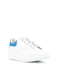 weiße und blaue Leder niedrige Sneakers von Alexander McQueen