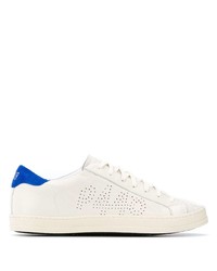 weiße und blaue Leder niedrige Sneakers von P448