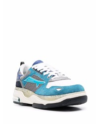 weiße und blaue Leder niedrige Sneakers von Premiata