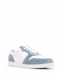 weiße und blaue Leder niedrige Sneakers von Harrys Of London