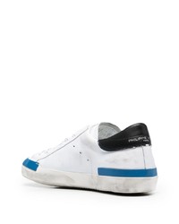 weiße und blaue Leder niedrige Sneakers von Philippe Model Paris