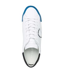 weiße und blaue Leder niedrige Sneakers von Philippe Model Paris