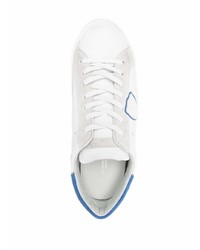 weiße und blaue Leder niedrige Sneakers von Philippe Model Paris