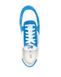 weiße und blaue Leder niedrige Sneakers von Etro