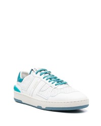 weiße und blaue Leder niedrige Sneakers von Lanvin