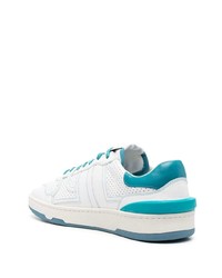 weiße und blaue Leder niedrige Sneakers von Lanvin