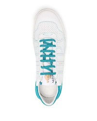 weiße und blaue Leder niedrige Sneakers von Lanvin