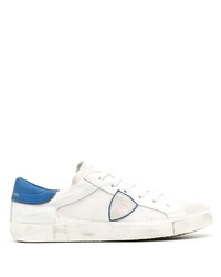 weiße und blaue Leder niedrige Sneakers von Philippe Model Paris