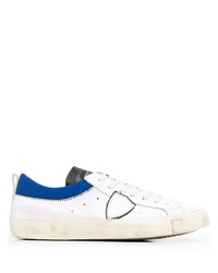 weiße und blaue Leder niedrige Sneakers von Philippe Model Paris