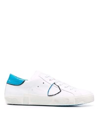 weiße und blaue Leder niedrige Sneakers von Philippe Model Paris