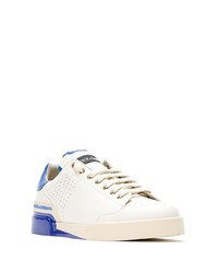 weiße und blaue Leder niedrige Sneakers von Dolce & Gabbana