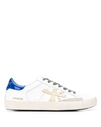 weiße und blaue Leder niedrige Sneakers von Premiata