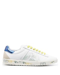 weiße und blaue Leder niedrige Sneakers von Premiata