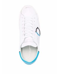 weiße und blaue Leder niedrige Sneakers von Philippe Model Paris