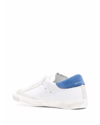 weiße und blaue Leder niedrige Sneakers von Philippe Model Paris