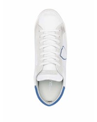 weiße und blaue Leder niedrige Sneakers von Philippe Model Paris